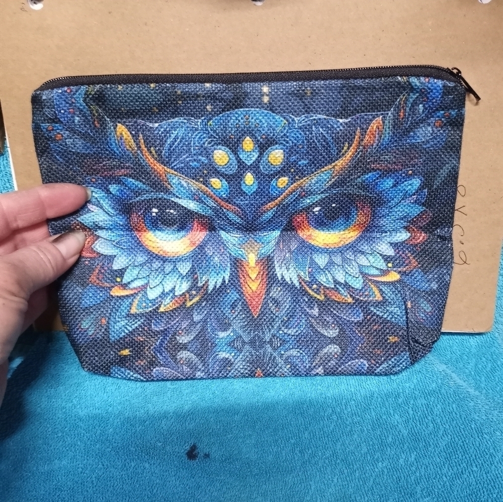 Colorful Owl Print Makeup Pouch